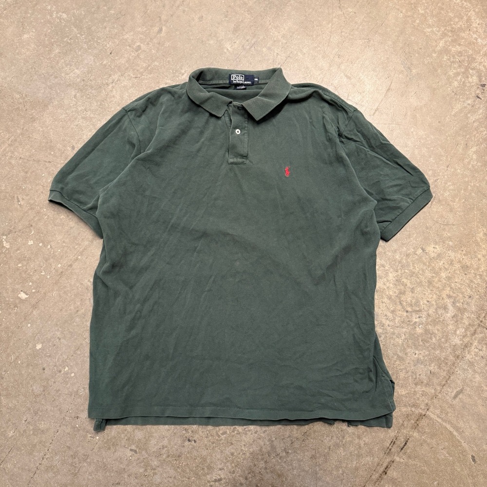 Polo Ralph Lauren Mens XXL Forest Green Short Sleeve Pique Polo Shirt Red Pony